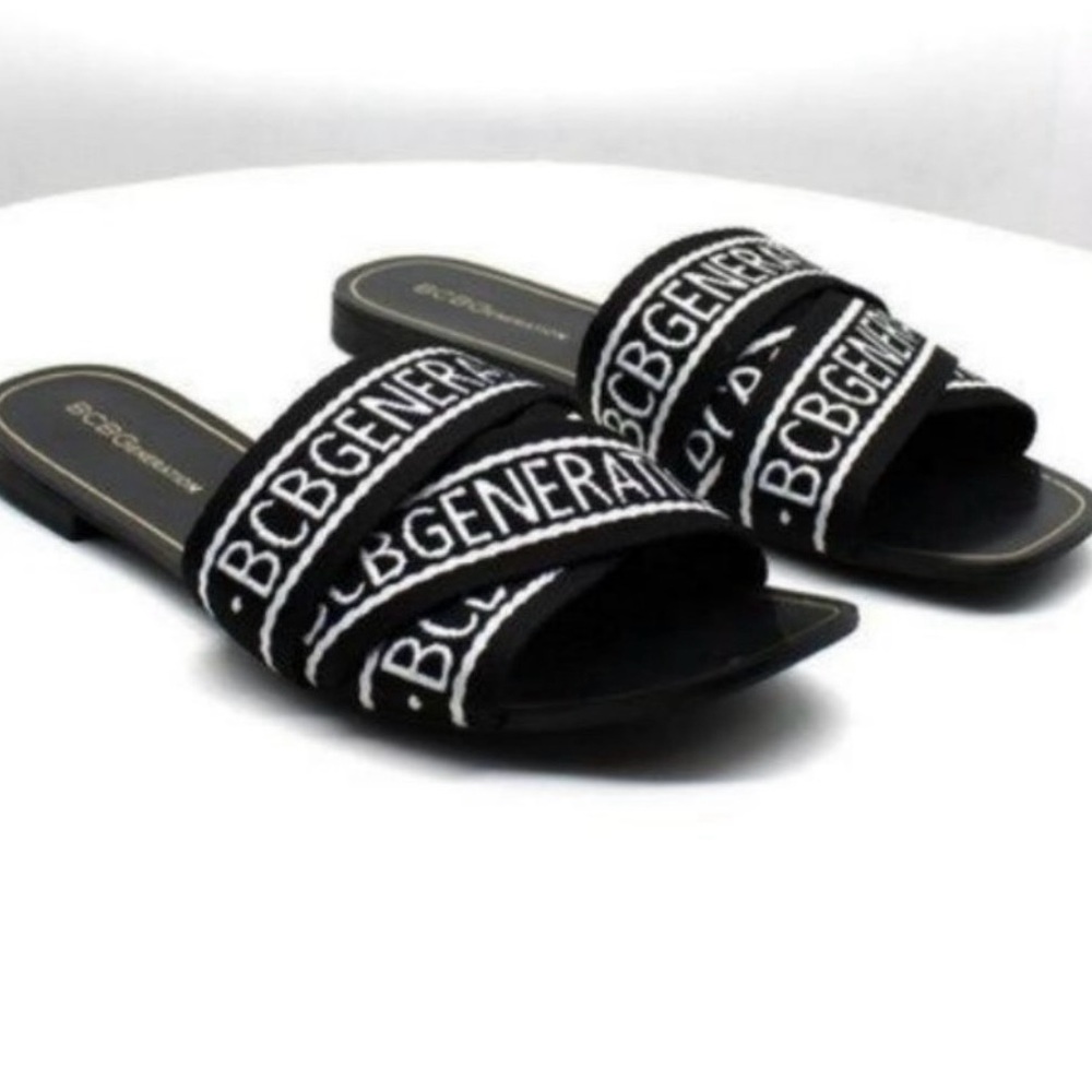 BCBGeneration Black Logo Slide Sandals